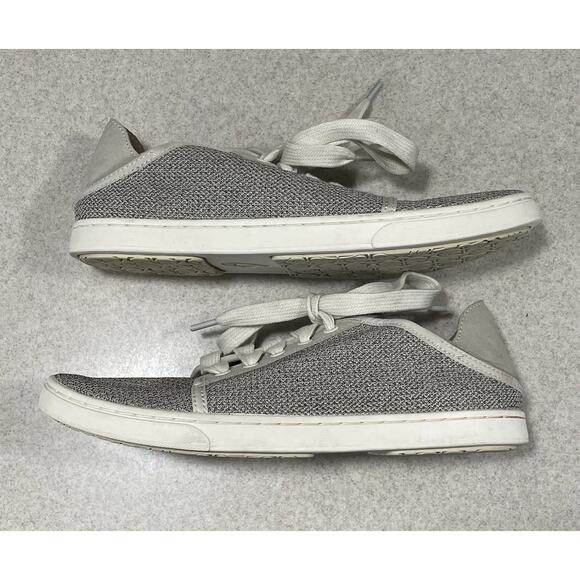 OluKai Women's Pehuea Li Shoe Size 7 Lace Up Sneaker Convertible Gray Tapa Mesh - Picture 6 of 11